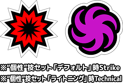 Strike Technical  ※“個性”技セット「デフォルト」時Strike ※“個性”技セット「ライトニング」時Technical